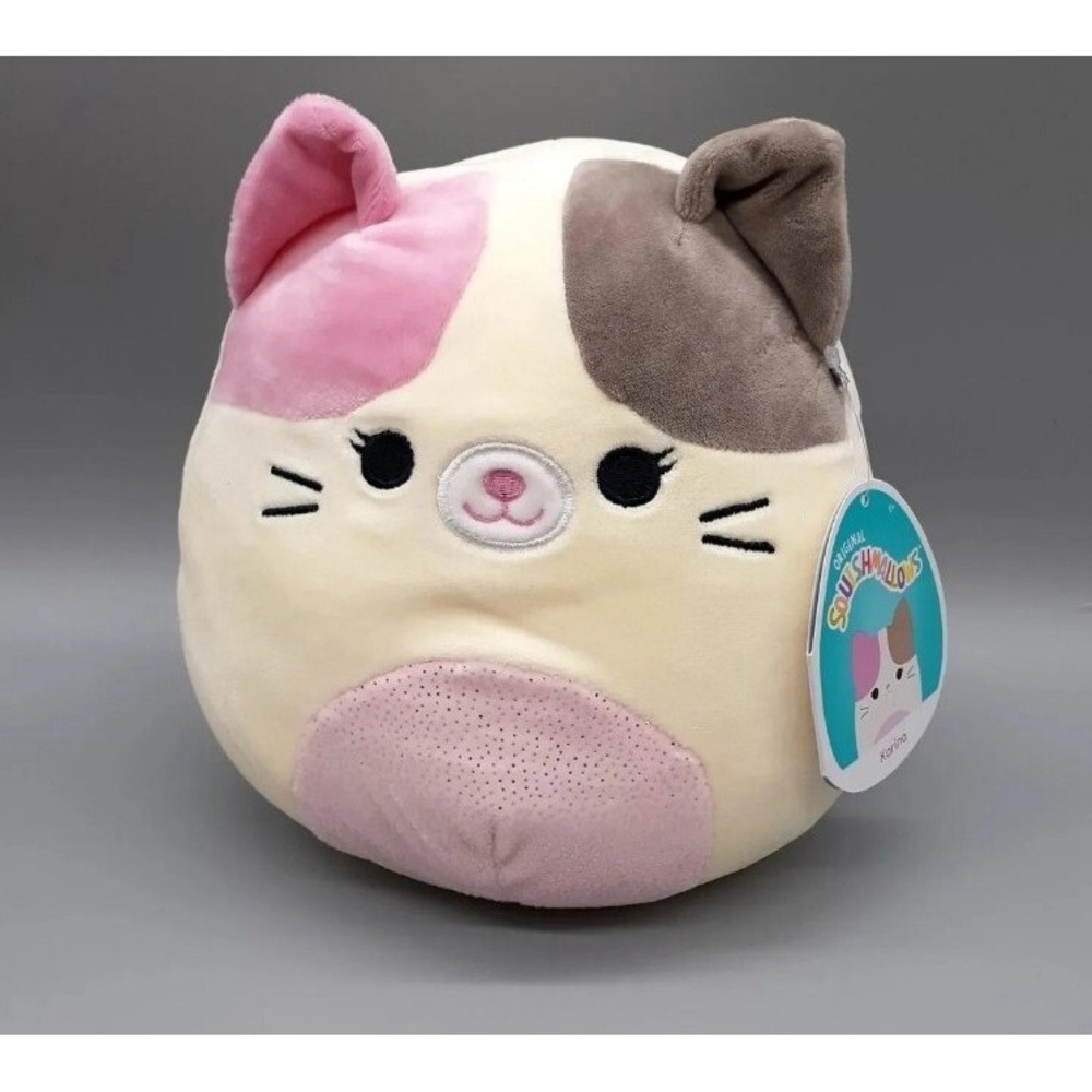Squishmallows 8 Inch Karina the Cat Pink Sparkly Belly Kellytoy 2021 Tag NWT
